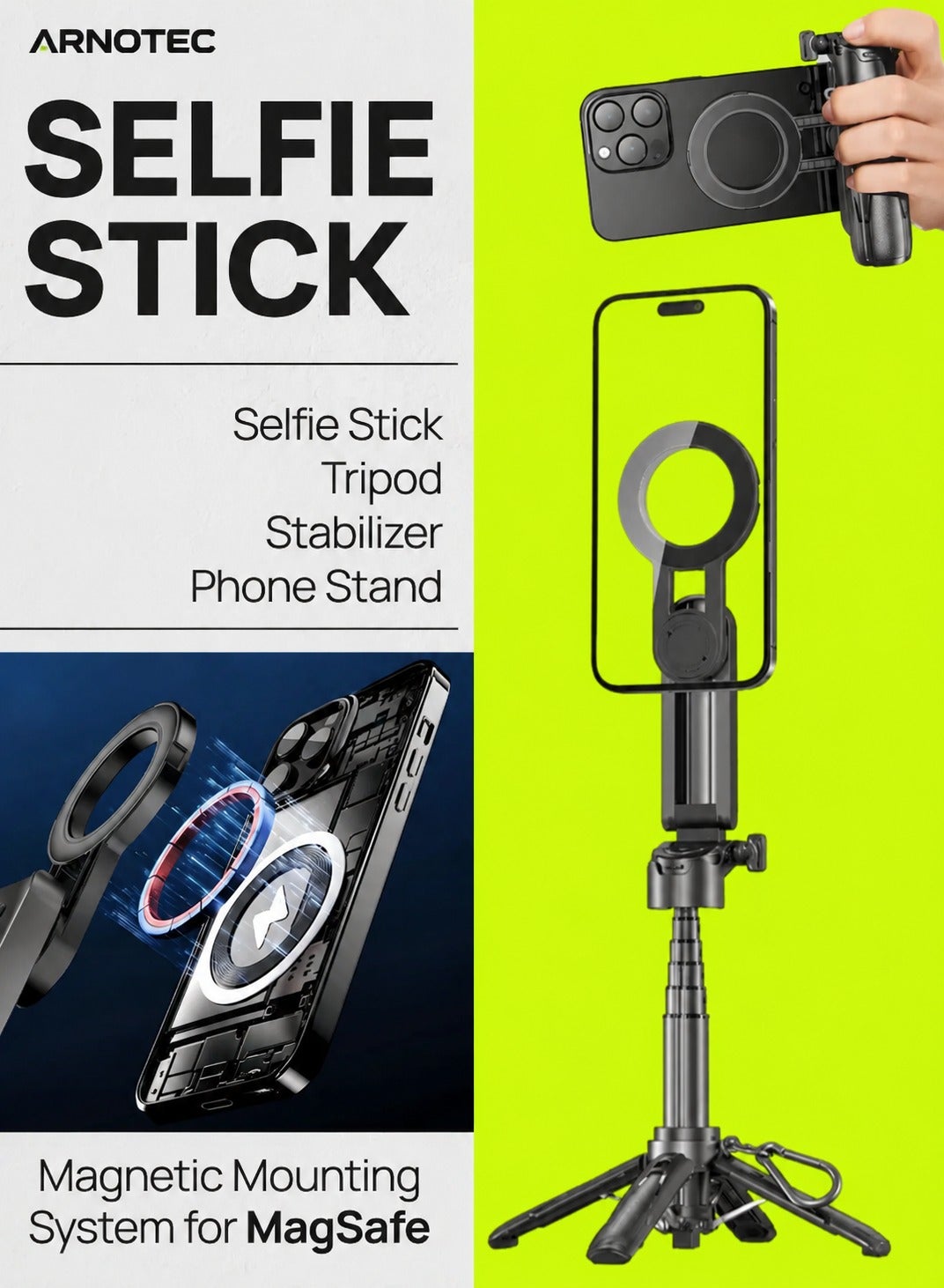 arnotec Arnotec P15 Mini Magnetic Selfie Stick 193 g 18.7 inch Z9E637A98FC959399729BZ