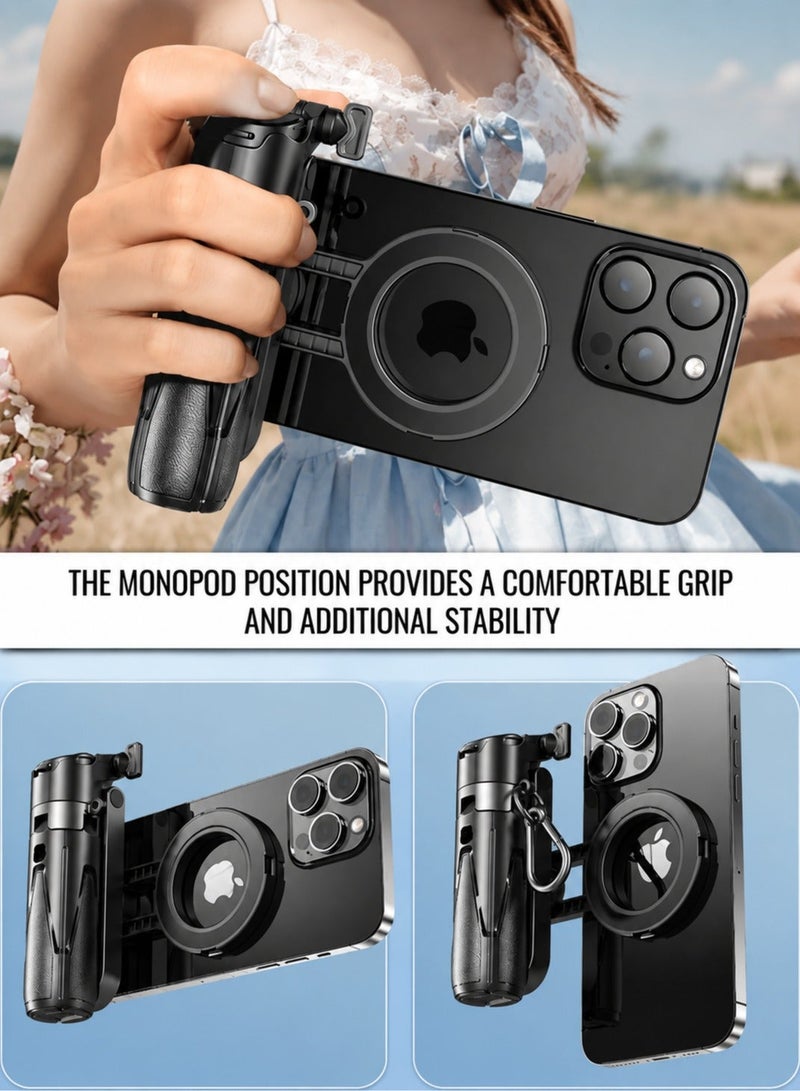 ARNOTEC 18.7 Inches(47.5cm) Magnetic 4-in-1 Selfie Stick – Compact & Portable Magsafe-Compatible Tripod with Detachable Bluetooth Remote,  360° Rotatable Phone Holder, for iPhone 12/13/14 and More - Image 5