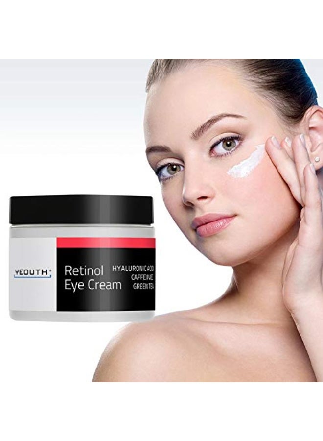 Yeouth 2.5% Retinol Eye Cream With Hyaluronic Acid, Caffeine, Green Tea, 2Oz - Image 3