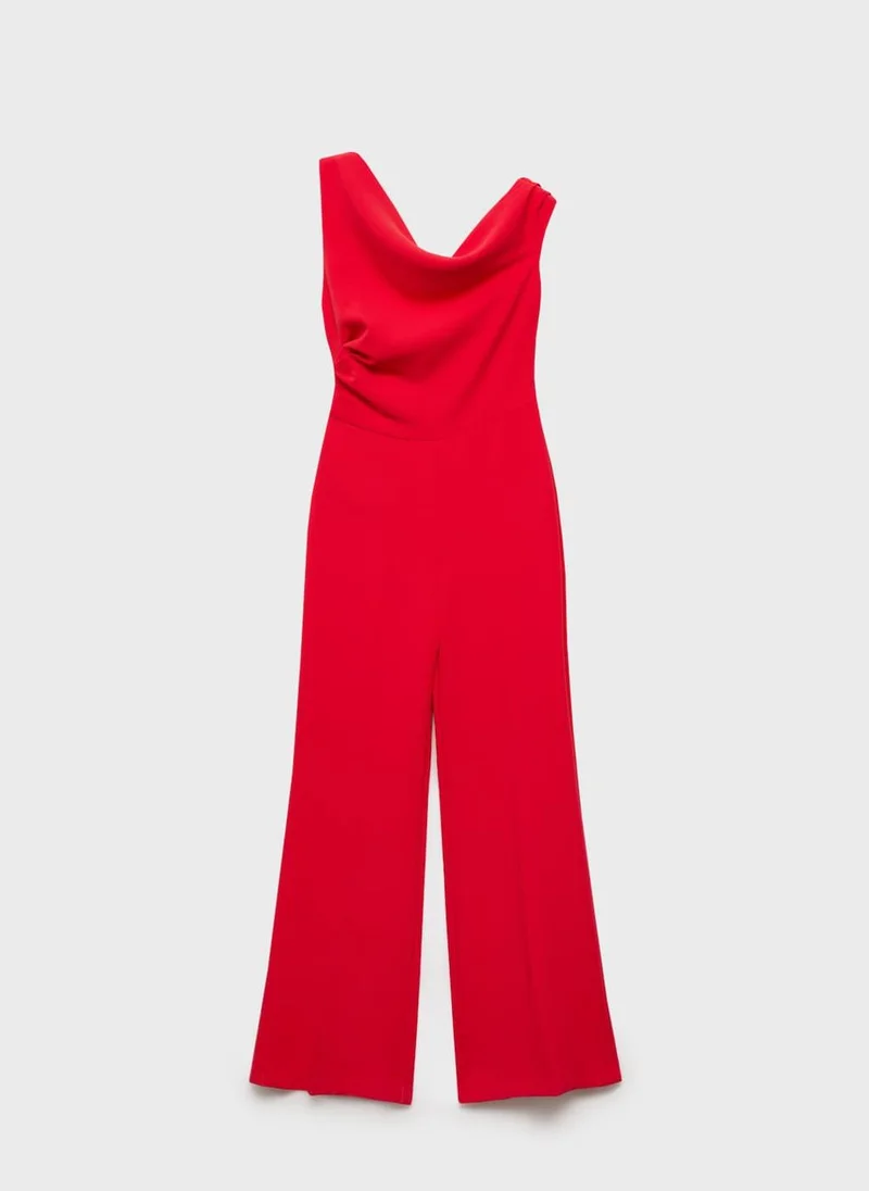 MANGO Long Asymmetrical Draped Jumpsuit