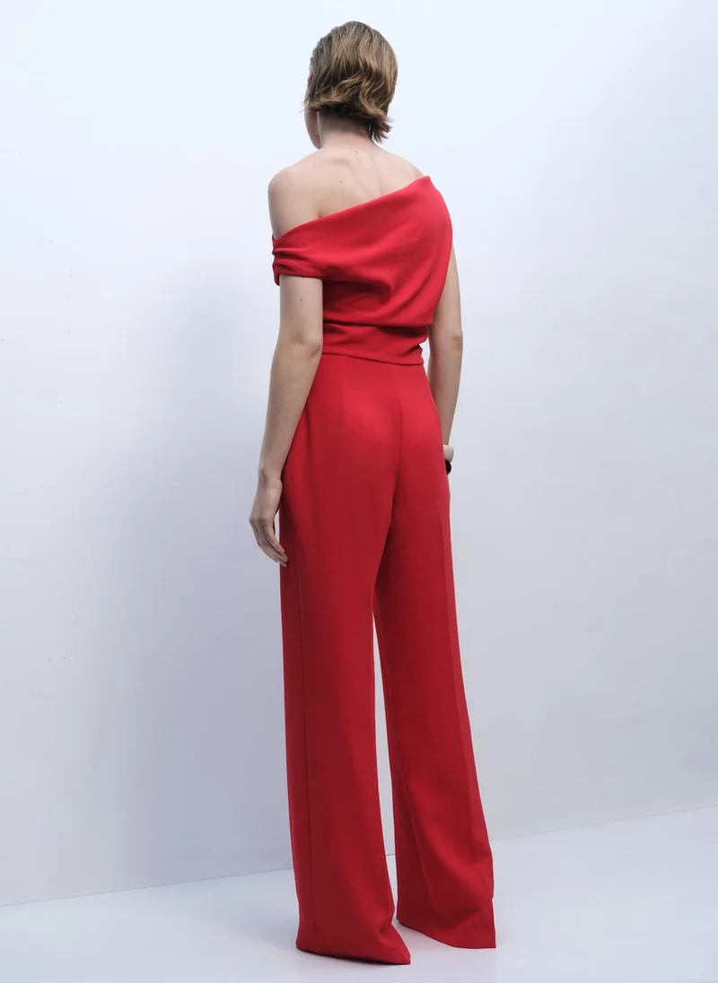 MANGO Long Asymmetrical Draped Jumpsuit