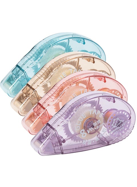 4 Pack Double Sided Tape Roller, Scrapbook Supplies, Glue Tape Roller for Crafts, Double-Sided Adhesive Tape Runner for Scrapbooking, School Office Journaling Supplies (0.31 in X 26.25 ft)