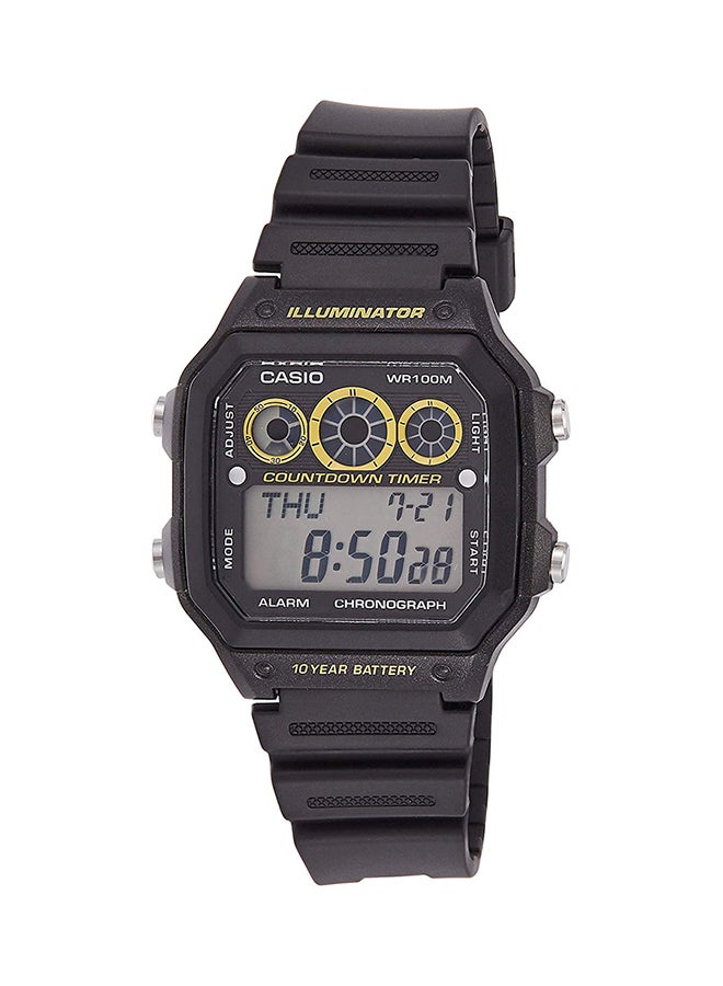 كاسيو ساعة يد رقمية بسوار من الراتينج طراز AE-1300WH-1AVDF - 45 مم - أسود أولاد - Image 1