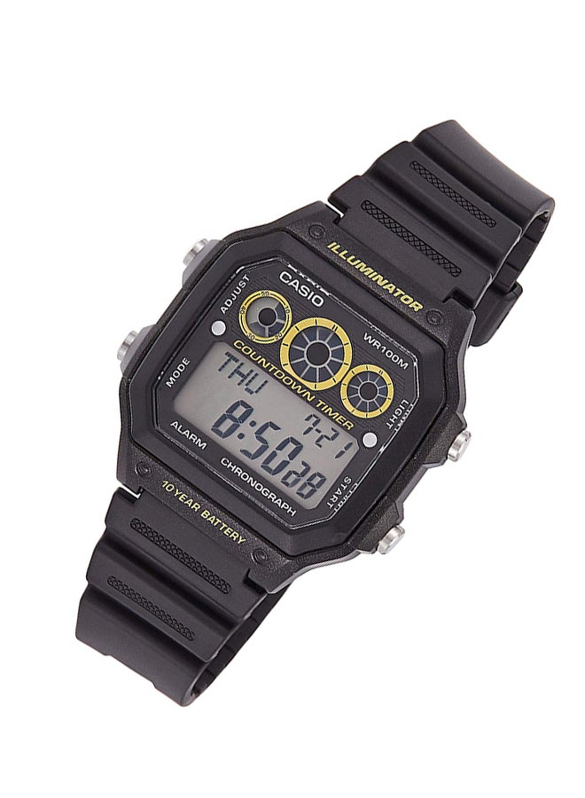كاسيو ساعة يد رقمية بسوار من الراتينج طراز AE-1300WH-1AVDF - 45 مم - أسود أولاد - Image 5