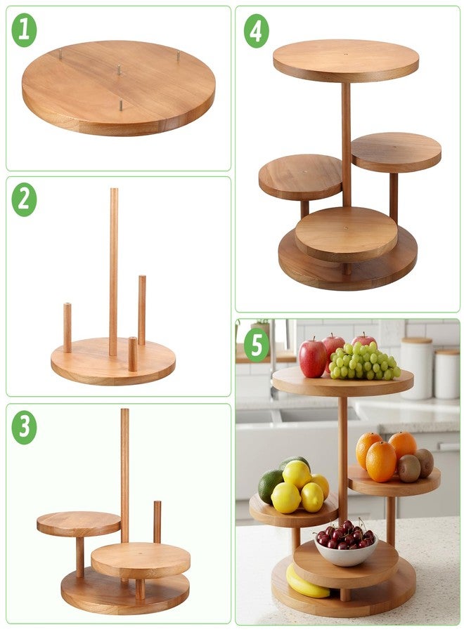 SHENLIU 4 Tier Round Cupcake Tower Stand for 50 Cupcakes, Farmhouse Wood Cake Stand with Tiered Trays Dessert Table Display for Wedding Birthday Baby Shower Tea Party - Image 4