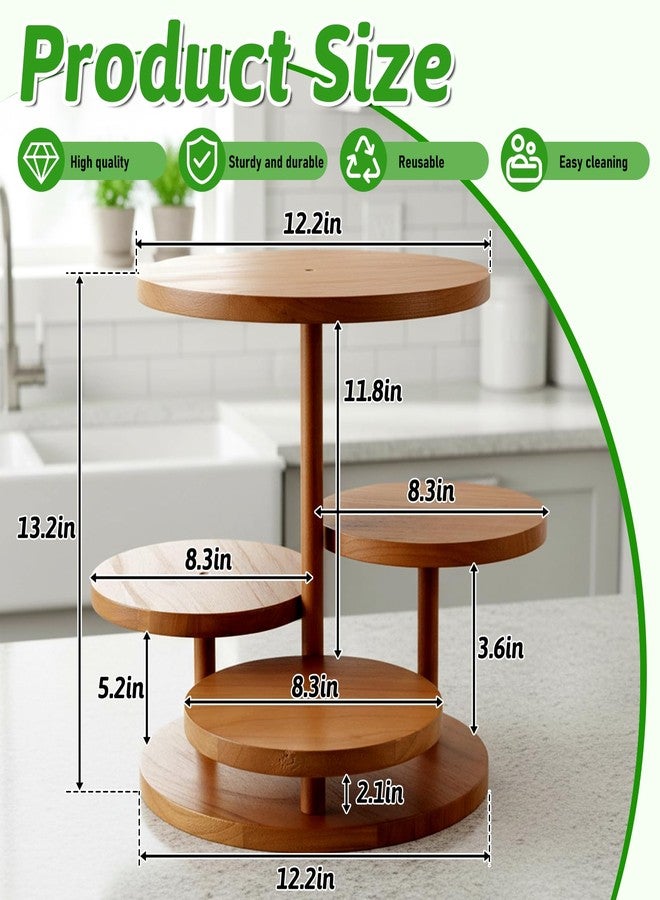 SHENLIU 4 Tier Round Cupcake Tower Stand for 50 Cupcakes, Farmhouse Wood Cake Stand with Tiered Trays Dessert Table Display for Wedding Birthday Baby Shower Tea Party - Image 2