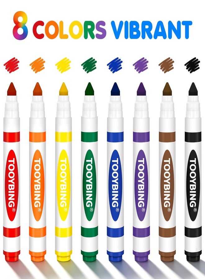 TooyBing 8 Count Washable Markers for Kids, Broad Line Markers with Conical Tip, Assorted Colors, Drawing Essentials for School Classroom, Student Teacher Must Have for Coloring Book, Art & Craft Supplies - Image 2
