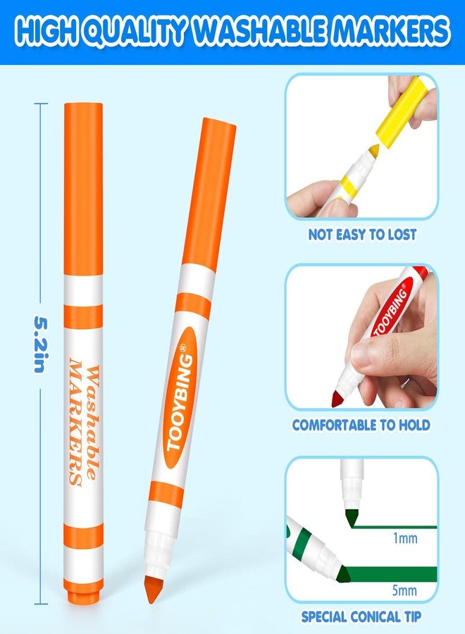 TooyBing 8 Count Washable Markers for Kids, Broad Line Markers with Conical Tip, Assorted Colors, Drawing Essentials for School Classroom, Student Teacher Must Have for Coloring Book, Art & Craft Supplies - Image 3
