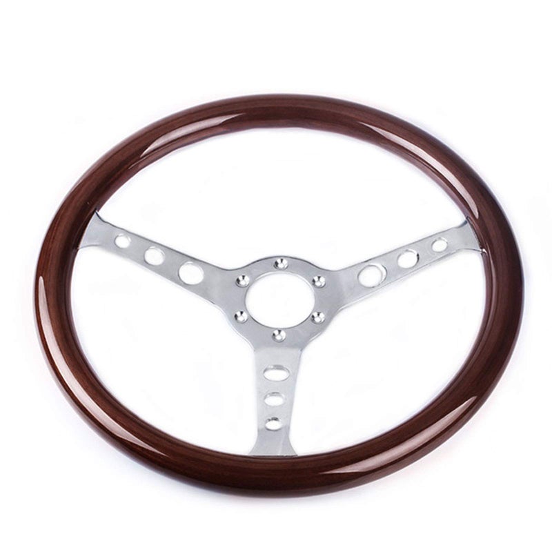 RASTP 15inch 380mm Classic Wood Grain Steering Wheel Quick Release Steering Wheel Wood Trim Interior A without Horn Button