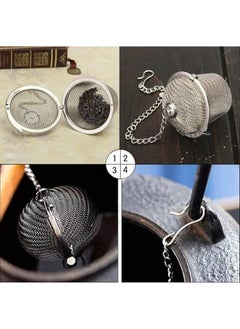 Happy Home Stainless Steel Herbal Ball Herbal Tea Filter Tea Ball Tea Infuser with Stainless Steel Chain for Cups, Teapots, Loose Leaf Tea, Spices  - Image 3
