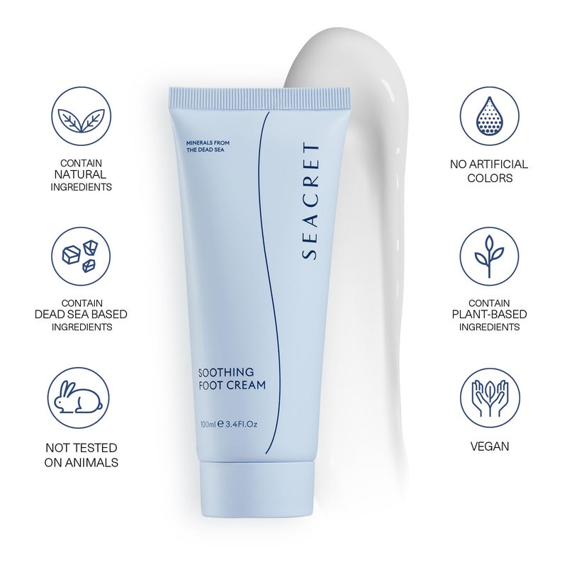 SEACRET Minerals Foot Cream, Enriched with Shea Butter, Tea Tree Oil and Dead Sea Minerals, 3.4 Fl Oz / 100 ml - Image 5