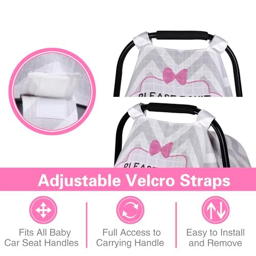 Metplus Muslin Carseat Cover for Babies,Breathable Infant Carseat Cover Lightweight Baby Carrier Cover for Girls Boys, Fit Spring Summer/Hot Days/Warm Weather - Image 2