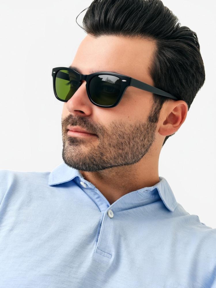 Police RB Men's Cycling Glasses High Quality Men's Sunglasses Metal High-end Sunglasses Black Frame with Green Lenses - Image 3