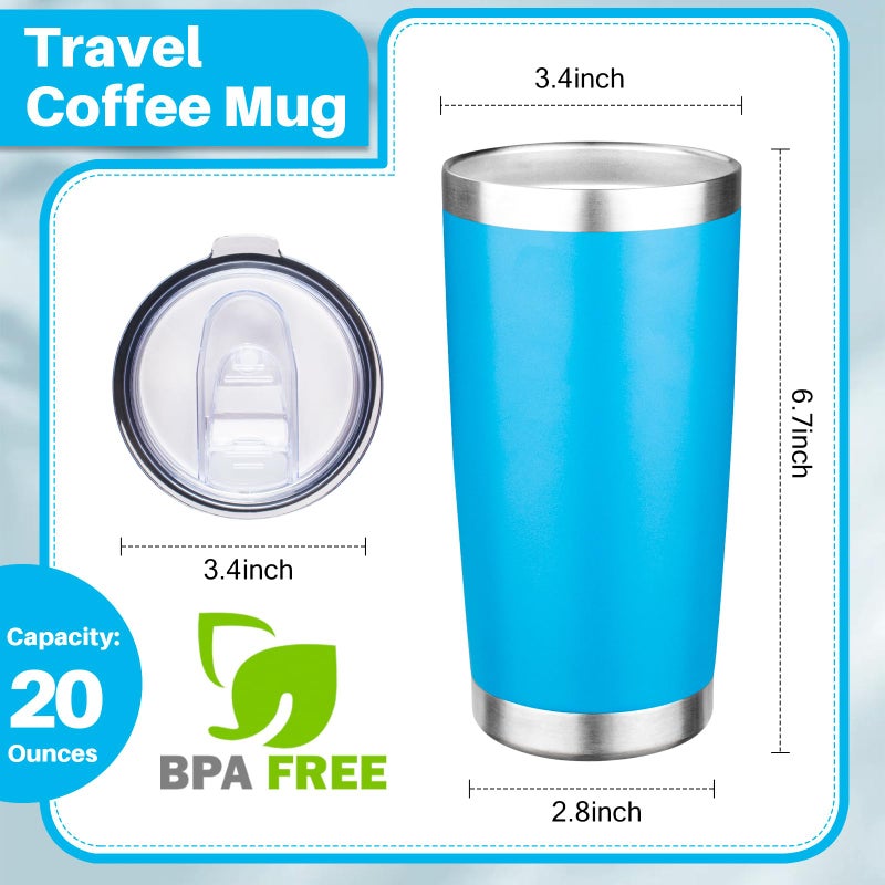 FLIFQI 20oz Tumbler with Lid Double Wall Vacuum Insulated Travel Coffee Mug Stainless Steel Thermal Cup Powder Coated Sturdy Coffee Tumbler for Hot and Cold Beverage (Baby blue,1) - Image 2