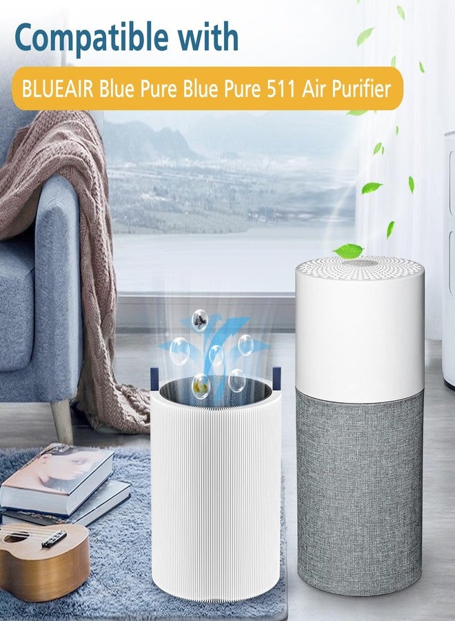 WILERDA 2 Pack 511 Replacement Filter, Compatible with Blue Air Blue Pure 511 Air Purifier, True H13 HEPA Filters, and Activated Carbon Filter(Not for 511i Max) - Image 2