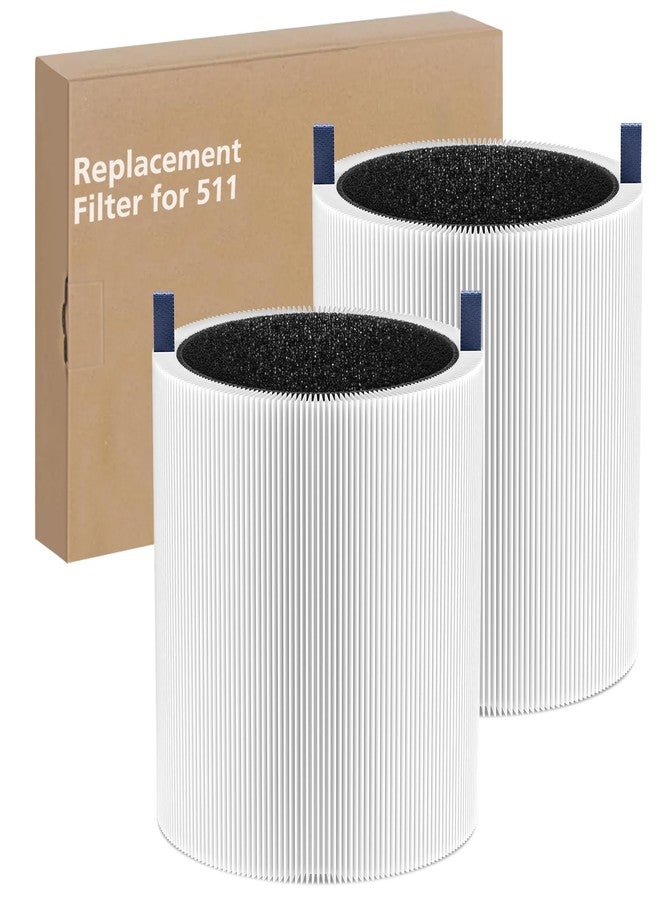 WILERDA 2 Pack 511 Replacement Filter, Compatible with Blue Air Blue Pure 511 Air Purifier, True H13 HEPA Filters, and Activated Carbon Filter(Not for 511i Max) - Image 1