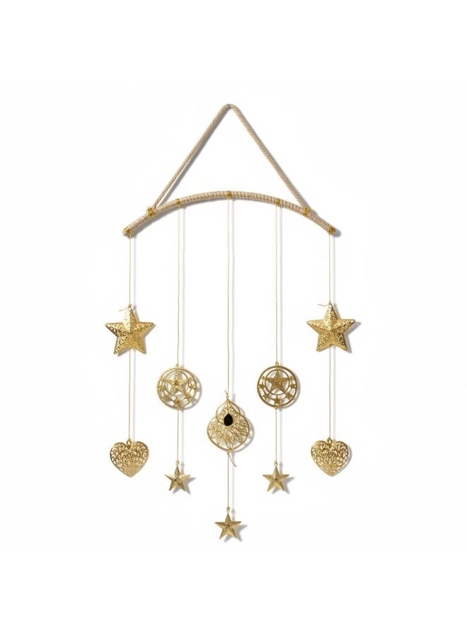 دلاية رمضان مضيئة ذهبية - زينة معلقة بنقوش ليزر وإضاءة LED دافئة - Image 1