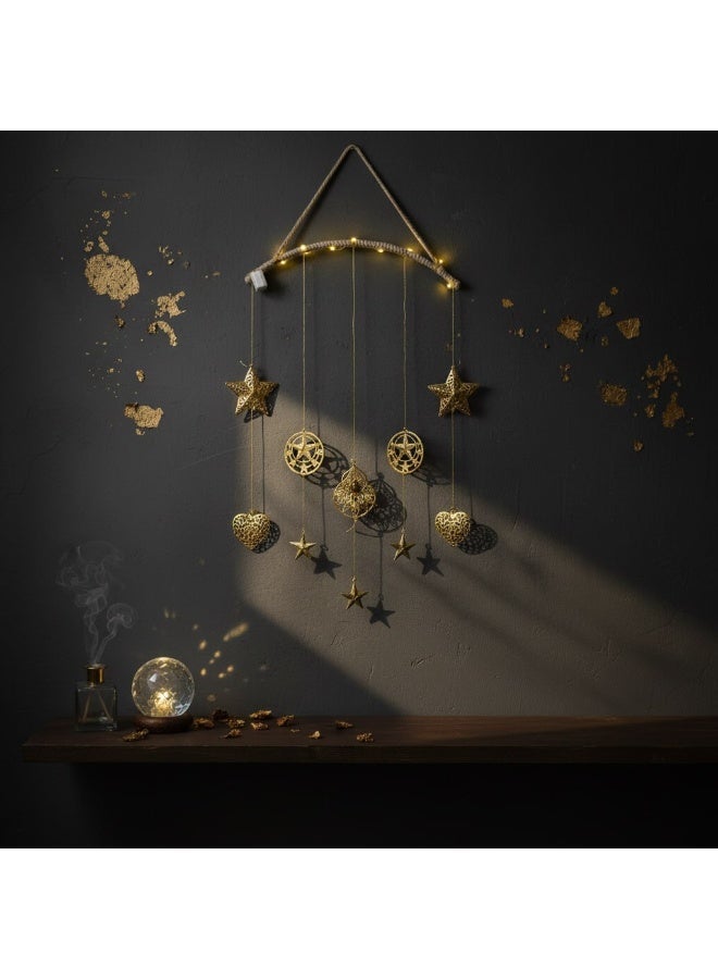 دلاية رمضان مضيئة ذهبية - زينة معلقة بنقوش ليزر وإضاءة LED دافئة - Image 4