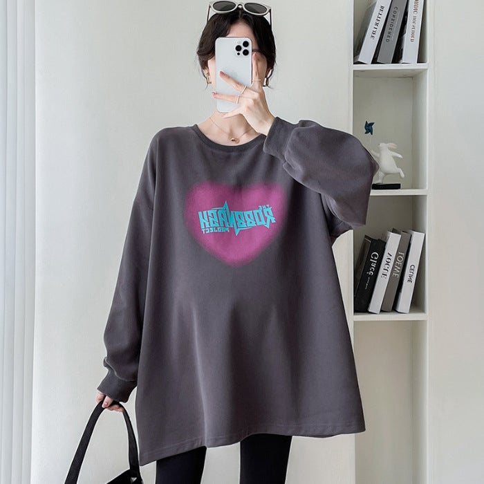 Maternity Fashion Loose Sweater Dress Autumn 2023 deep iron ash 