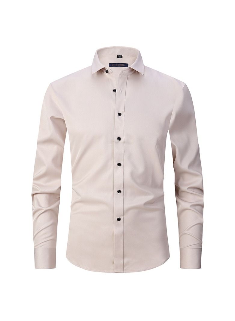 Loquat Thin Long Sleeved Slim Fitting Solid Color Men's Shirt  - Image 1