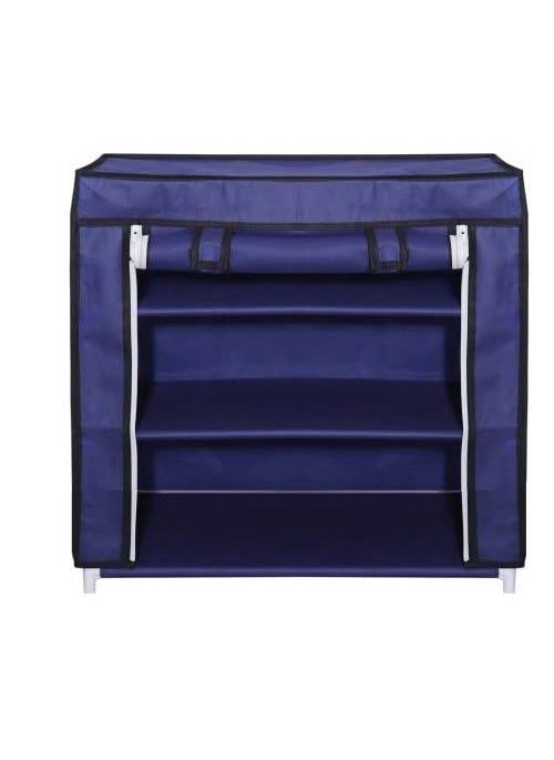 Hexzone Hexzone Multipurpose 3 Shelves Shoe Rack With Zip Door Cover Sied Pocket Multiuse Storage With Dustproof Blue  - Image 2