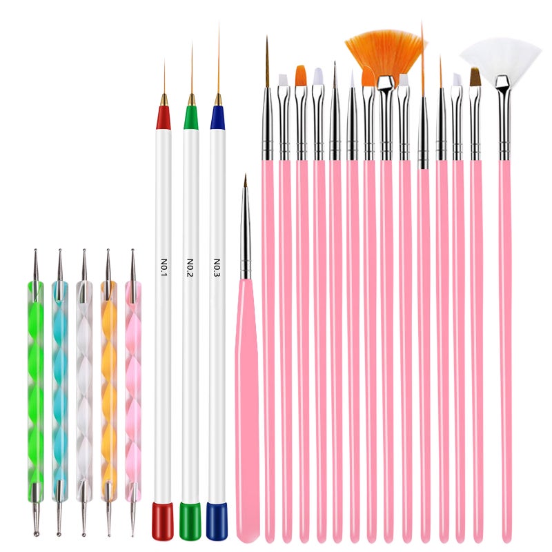 23pcs Nail Art Brushes Nail Liner Painting Carving Dotting Pens Acrylic French Nail Brushes Set for Nail Painting Drawing DIY Nail Tool - Image 1
