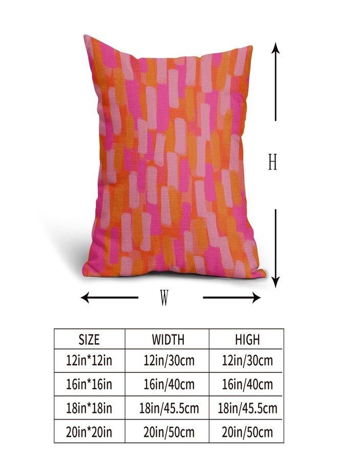 Sweetshow Pink and Orange Throw Pillow Covers 18x18 Hot Pink Retro 70s Paint Brush Decorative Pillows Outdoor Modern Abstract Aesthetic Linen Farmhouse Cushion Case Pillowcase for Sofa Bed Room Decor Set of 2 - Image 5