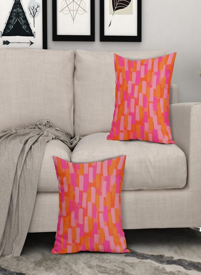 Sweetshow Pink and Orange Throw Pillow Covers 18x18 Hot Pink Retro 70s Paint Brush Decorative Pillows Outdoor Modern Abstract Aesthetic Linen Farmhouse Cushion Case Pillowcase for Sofa Bed Room Decor Set of 2 - Image 3