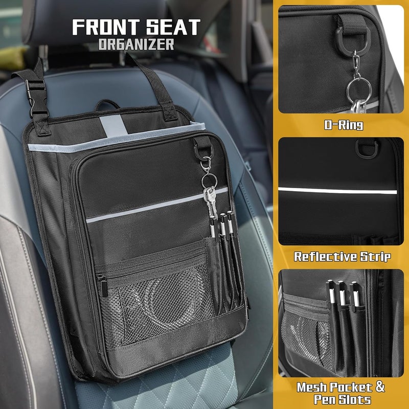 Luxja Car Front Seat Organiser with Accordion File Pocket and Laptop Sleeve (Up to 15.6”), Black - Image 3