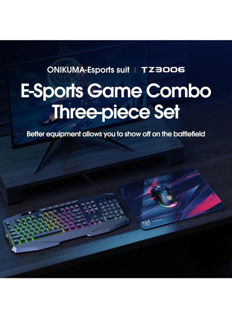 onikuma - ONIKUMA TZ3006 3 in 1 Gaming Combo - G22 Keyboard / CW917 Mouse/ MP002 Mouse Pad - Image 1