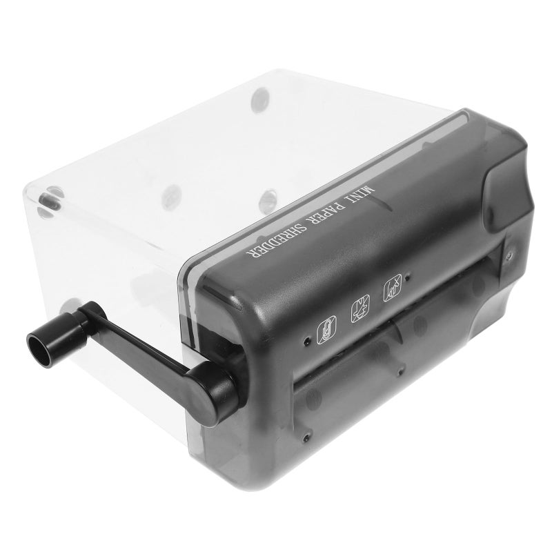 Manual Hand Crank Paper Shredder Portable Desktop Document Cutting Tool for Office Home Use Black - Image 2