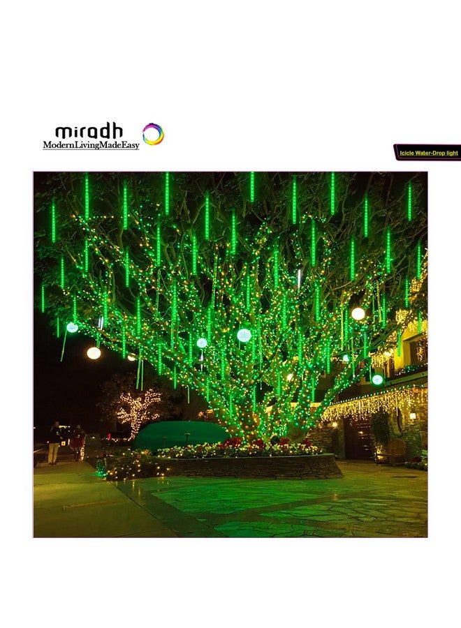 MIRADH Rain Drop Lights, LED Meteor Shower Lights 11.8 inch 8Tubes 24 LEDs, Falling Lights (Green) - Image 4