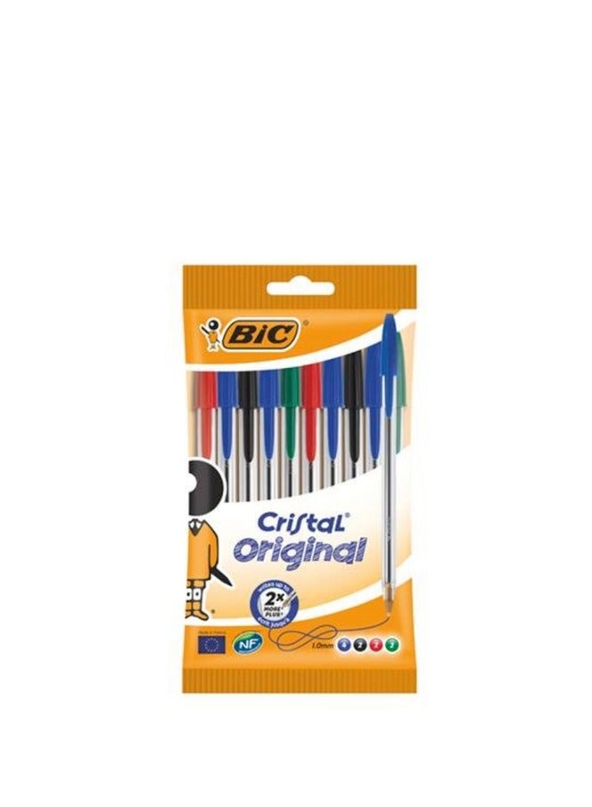 بيك قلم حبر جاف كريستال أصلي متوسط الرأس، 10 قطع، ألوان متنوعة، 1 مم - Image 1