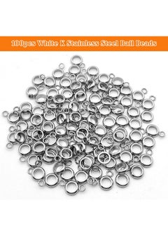 Oubaka 100Pcs Stainless Steel Bail Beads Bail Tube Beads Column Spacer Beads With Loop Hanger Dangle Connector Links For Pendant Bracelet Necklace Jewelry Making(4Mm Inner Diameter)  - Image 2