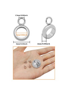 Oubaka 100Pcs Stainless Steel Bail Beads Bail Tube Beads Column Spacer Beads With Loop Hanger Dangle Connector Links For Pendant Bracelet Necklace Jewelry Making(4Mm Inner Diameter)  - Image 3