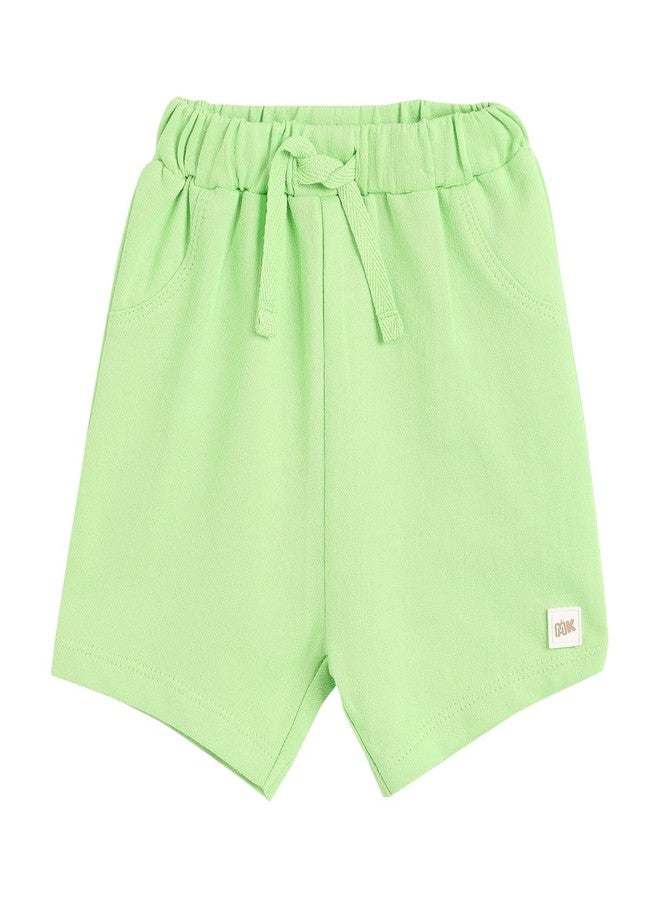 miniklub Baby Knitted Cotton Green Color Shorts, Pack of 1 (12-18M) - Image 1