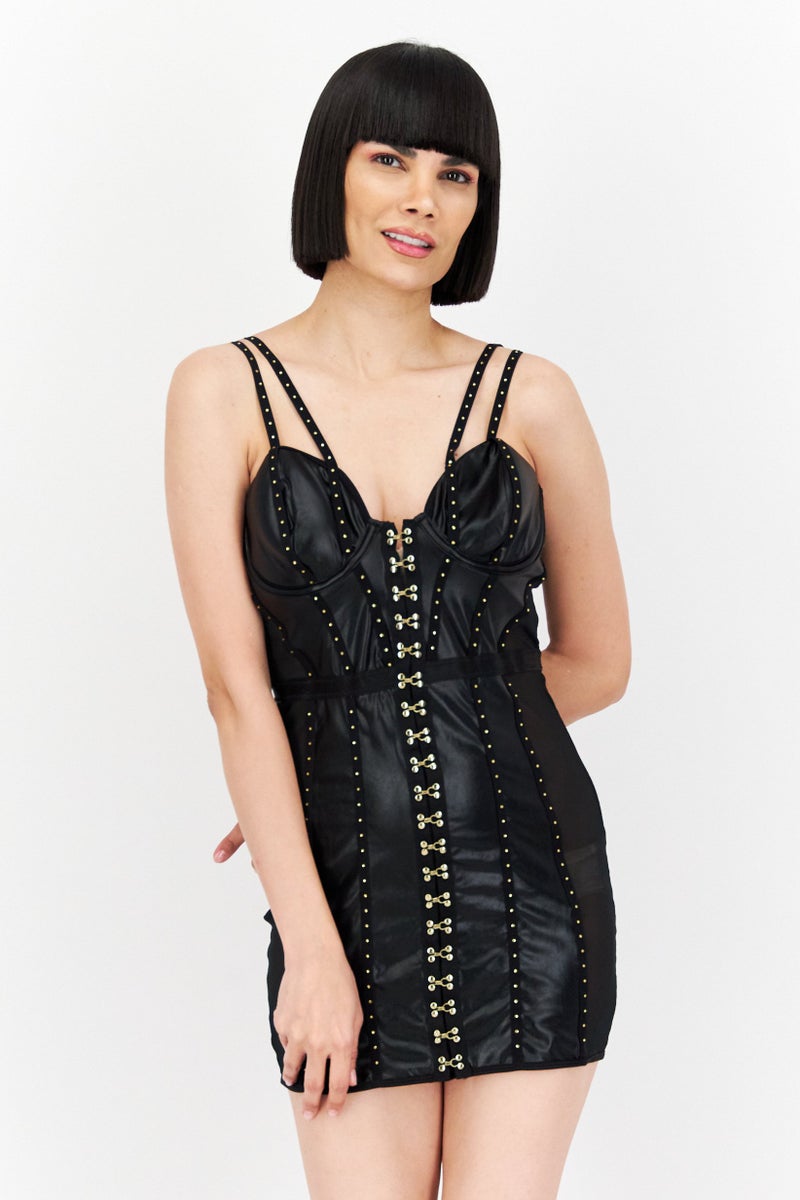 Ann Summers Women Textured Casual Mini Dress, Black - Image 1