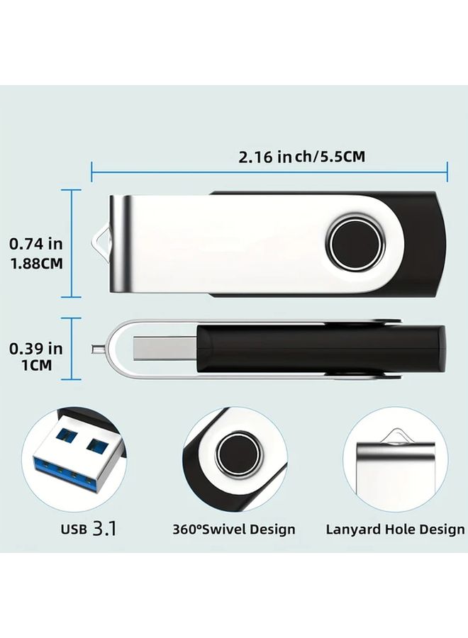 LANSTEN USB 3.1 Flash Drive 128GB High Speed Metallic Rotating Portable Storage - Image 2