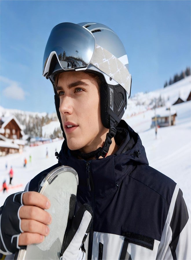 MXJ Gear Ski Goggles OTG for Women Men Adult Youth,YH693C Magnetic Snowboard Goggles,Winter Snow Goggles for Skiing Skating (White Frame-Sliver Lens(VLT 16%)) - Image 3