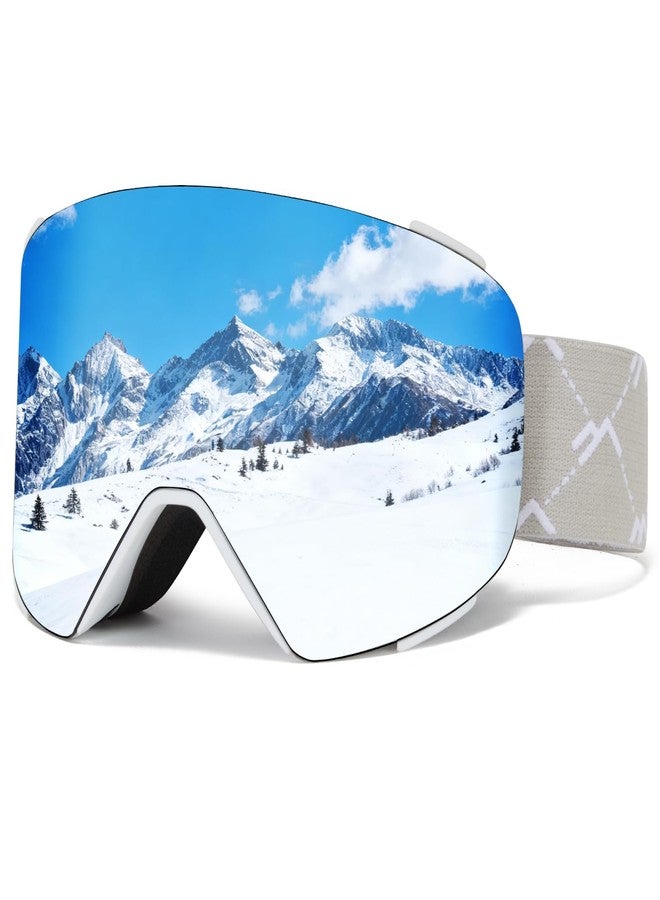 MXJ Gear Ski Goggles OTG for Women Men Adult Youth,YH693C Magnetic Snowboard Goggles,Winter Snow Goggles for Skiing Skating (White Frame-Sliver Lens(VLT 16%)) - Image 1