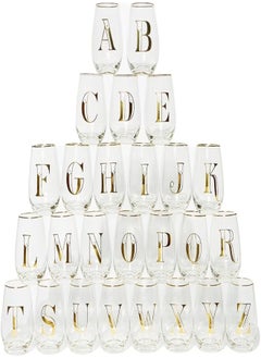 Matalan Matalan B Alphabet Print Glass, 12.5 cm Height x 7 cm Diameter Size, Clear/Gold 