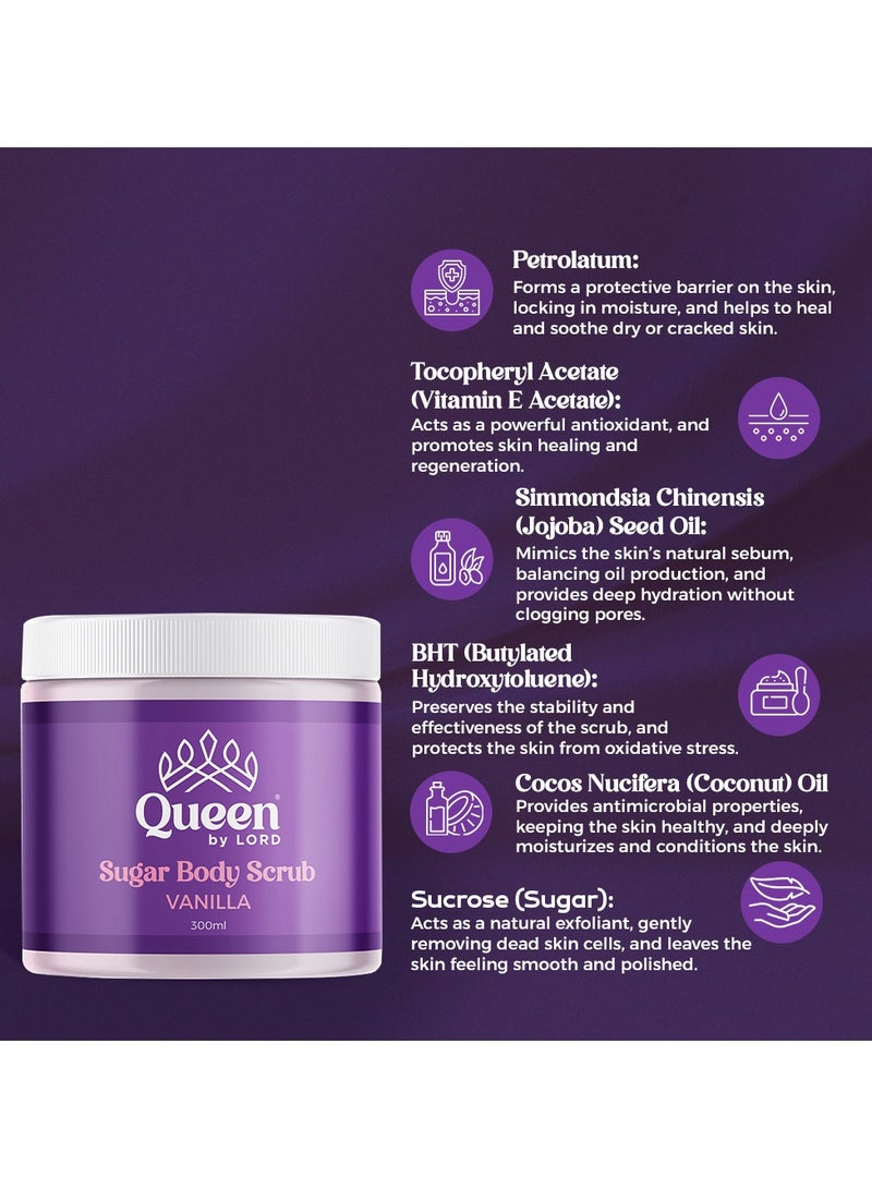 كوين باي لورد مقشر سكر الجسم من كوين باي لورد برائحة سكر الفانيليا - 300 جم - Image 4