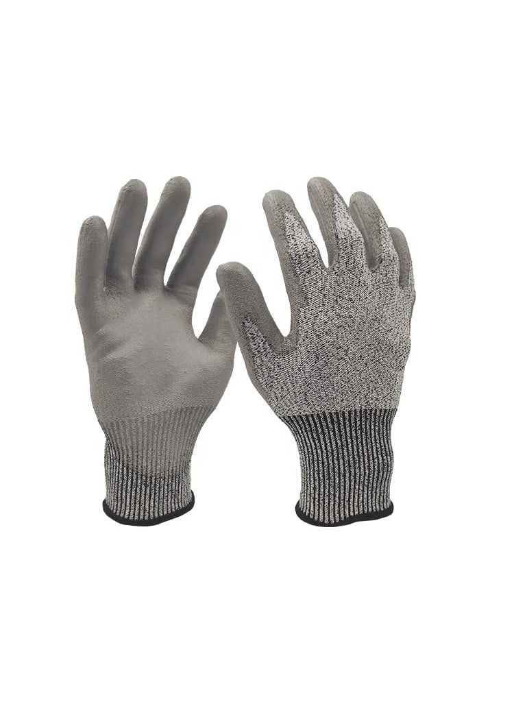 FreshDcart - FreshDcart Rubber Coated Finish Cut-Proof Cut Resistance Level 5 Protection Safety Hand Gloves (Grey) ,1 Pair - Image 1
