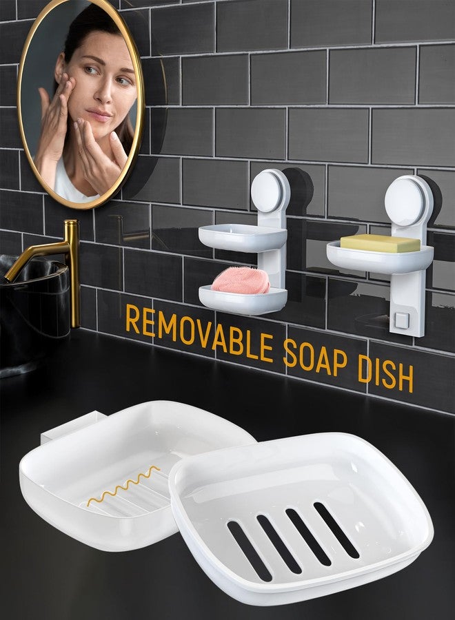 PEISAINOX Bar Soap Holder for Shower Wall, Adhesive Soap Dish NO-Drilling for Shower Bathroom Bathtub Kitchen, Wall Mount Double Tiers Drainage Soap Box Keep Soap Bars Dry (2 Tiers) - Image 5