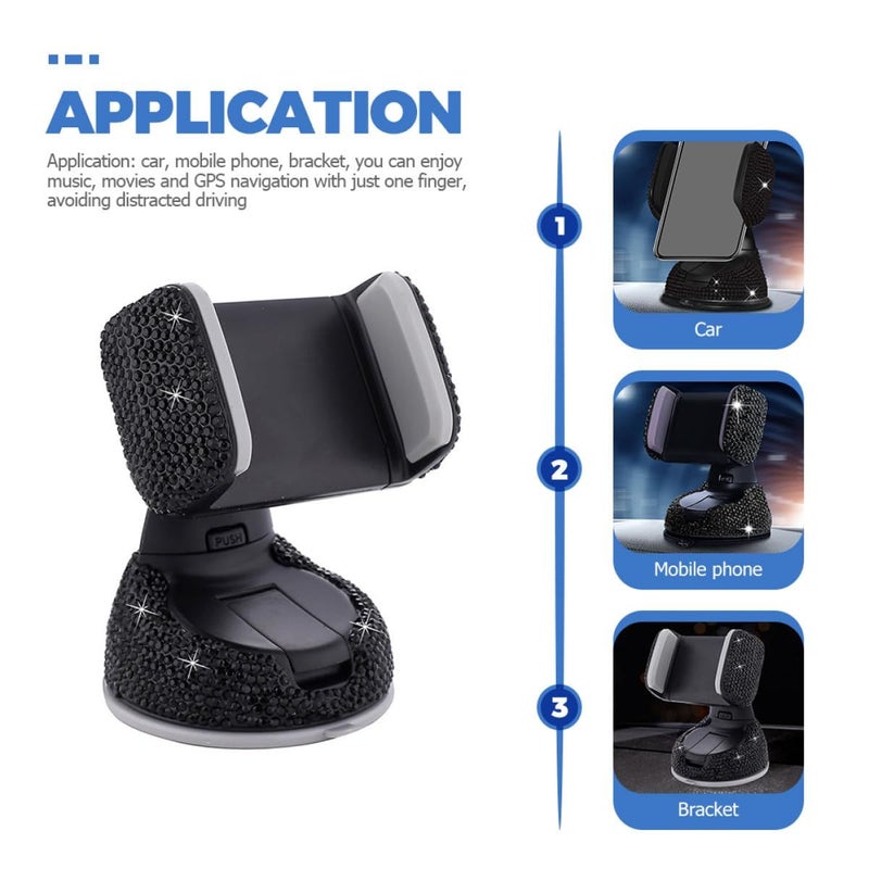Crystal Diamond Car Phone Holder Mount Vent Dashboard Stand For Women Smartphone - Image 4