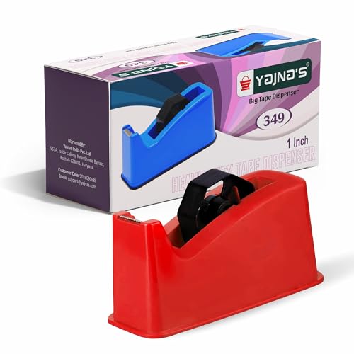 YAJNAS Tape Dispenser for Packing, Heavy Weight and Anti-Skid 1 inch Cello Tape Dispenser for Home, Office, School Use (Random Color) - Image 1
