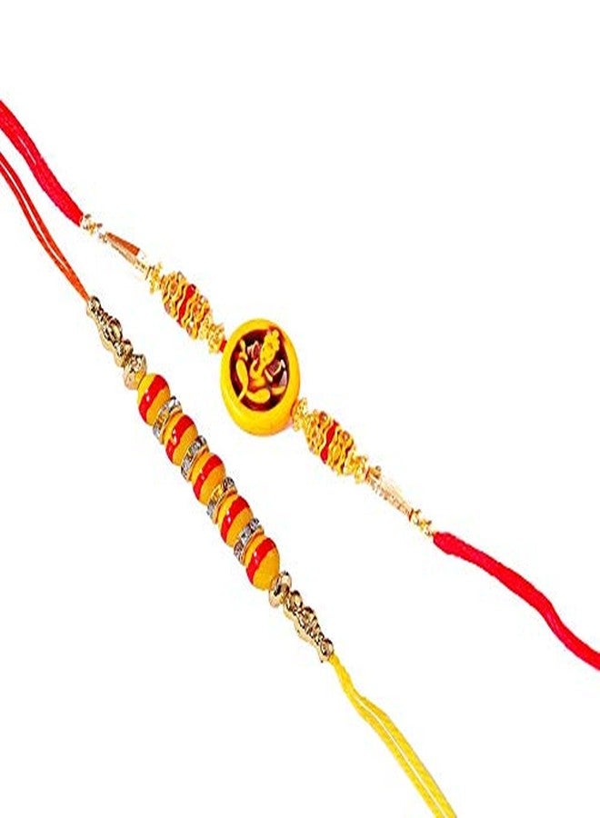 Suninow Designer Lord Ganesha and Beads BHAIYA BHABHI Rakhi Combo(Pack of 2)
