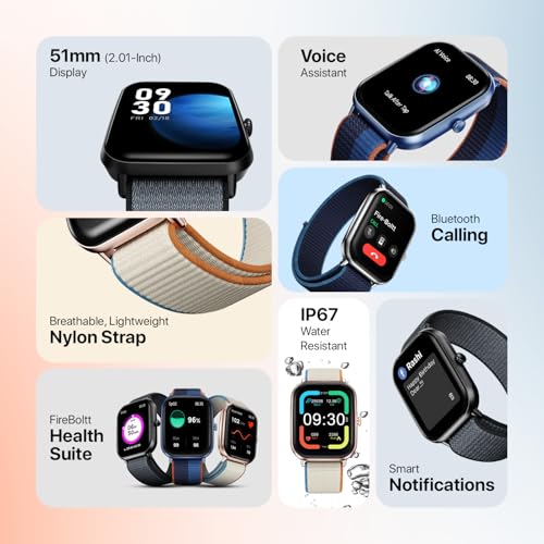 Fire-Boltt Ninja Call Pro Max Nyluxe Smart Watch 2.01″ with Bluetooth Calling, Voice Assistance, SpO2 & Heart Rate Monitor, 120+ Sports Modes, IP67 Waterproof, Smart Watch for Men & Women - Grey - Image 3