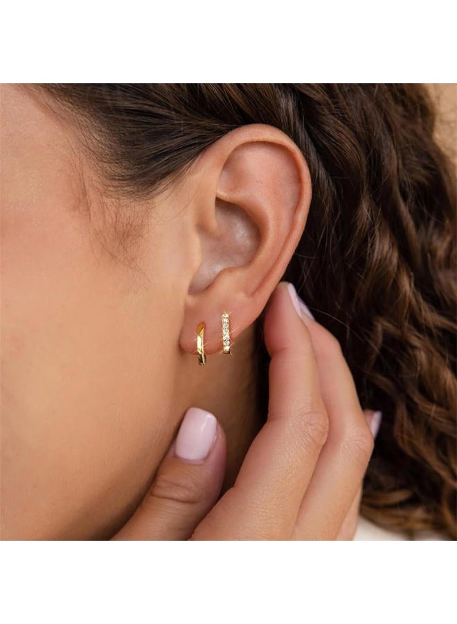 BMMYE Small Gold Huggie Hoop Earrings for Women 6 Pairs Cartilage Mini Gold Hoops Tiny Gold Earrings Set for Multiple Piercing Hypoallergenic - Image 2