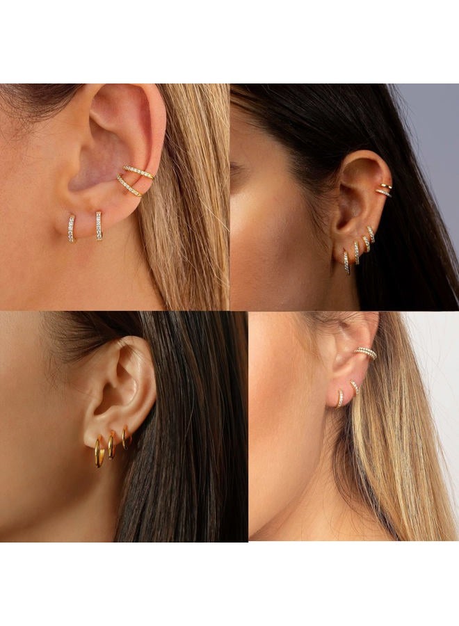 BMMYE Small Gold Huggie Hoop Earrings for Women 6 Pairs Cartilage Mini Gold Hoops Tiny Gold Earrings Set for Multiple Piercing Hypoallergenic - Image 3